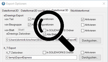 Export Optionen Dateiformat 3D