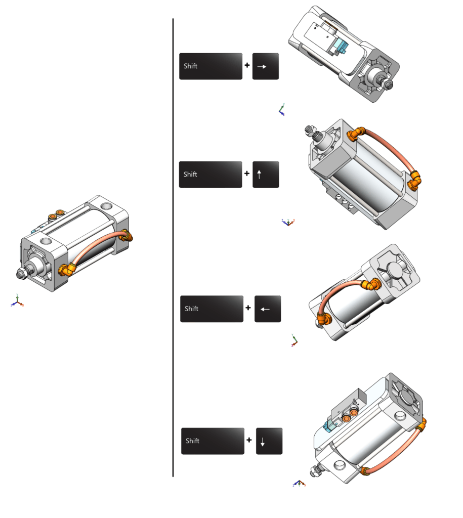 Screenshots SOLIDWORKS Grafikansicht drehen - Allgemeine Shortcuts