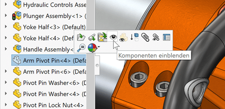 Screenshot SOLIDWORKS Bauteil einblenden - Technik Tipp Shortcuts Bauteile