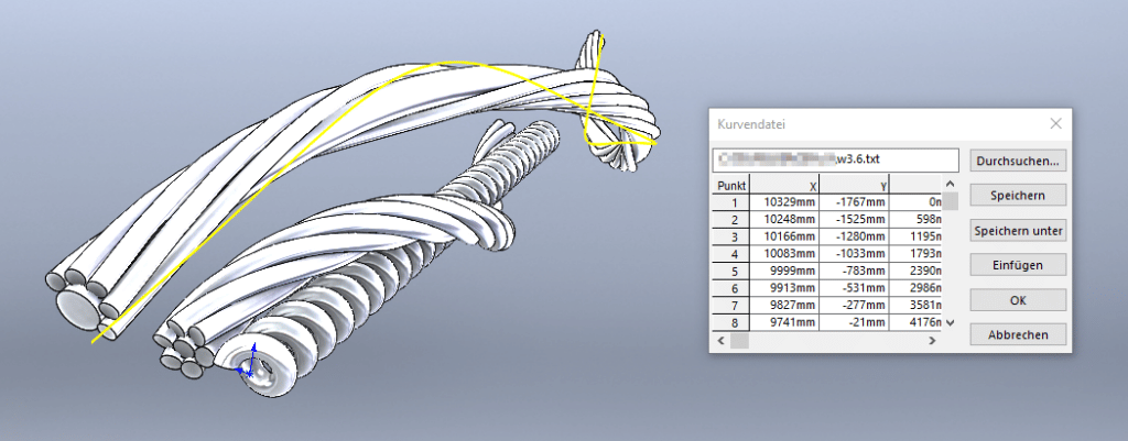 Screenshot SOLIDWORKS 3D-Skizze Tipps & Tricks Teil 3 - Kurvendatei