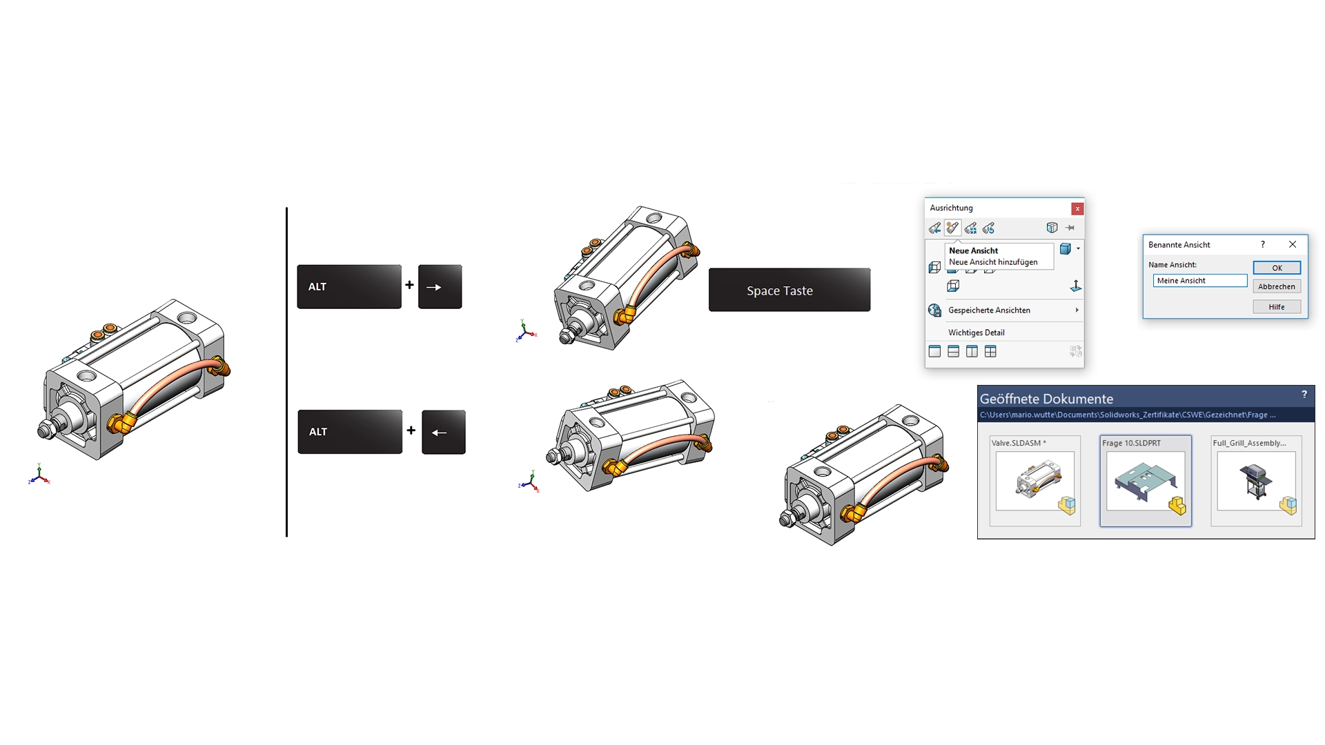 Allgemeine Shortcuts für SOLIDWORKS