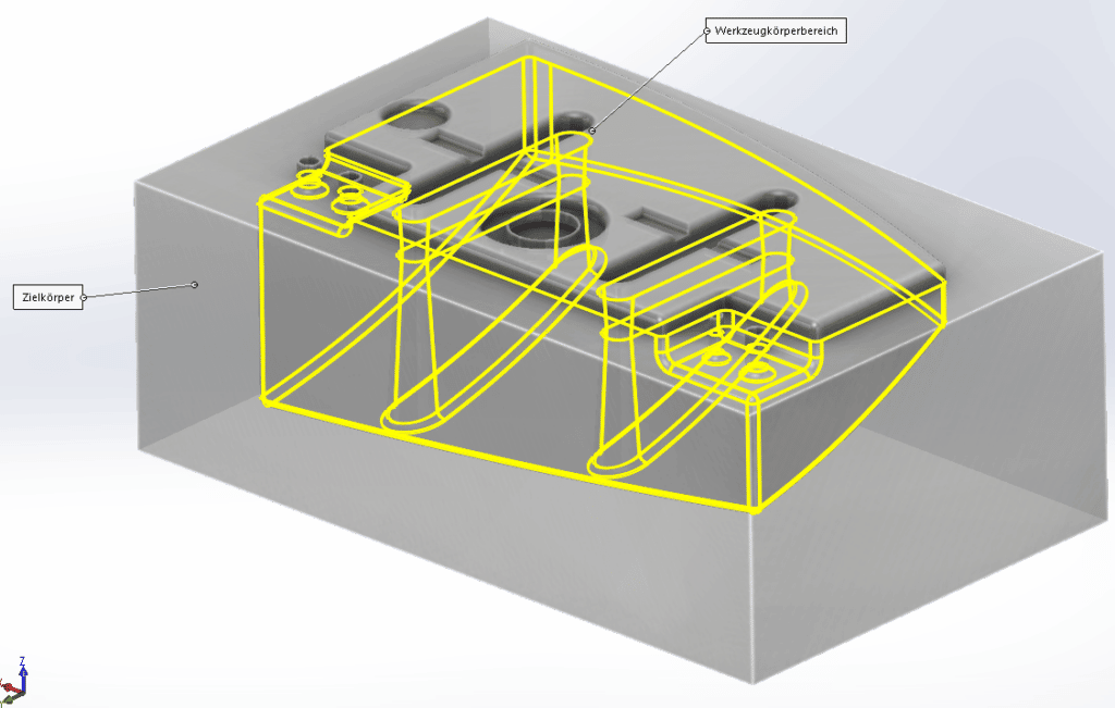 Screenshot Befehl Einbuchtung - Volumenermittlung SOLIDWORKS