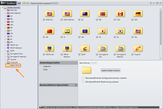 Eigene SOLIDWORKS Teile in Toolbox einfügen - Screenshot neue Norm erstellen