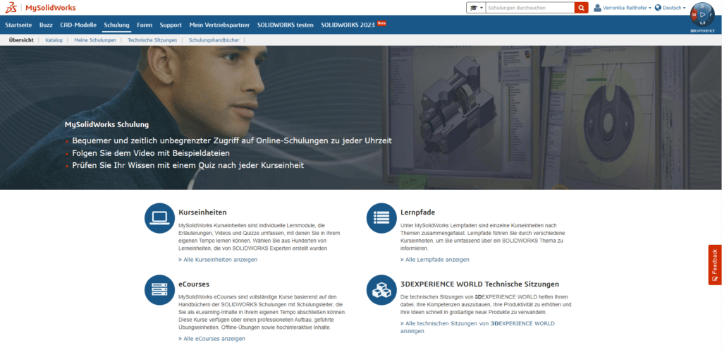 MySolidWorks Vorteile und Funktionen - Screenshot Schulungen