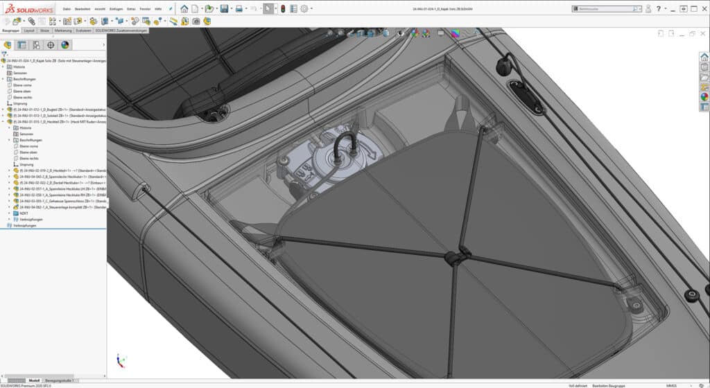 Modulares Kajak SOLIDWORKS Visualize - Heckansicht Kajak