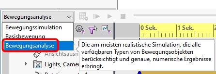 Bewegungsanalyse SOLIDWORKS Motion - Bewegungsanalyse einschalten