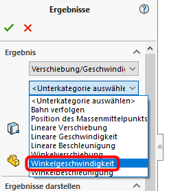 Bewegungsanalyse SOLIDWORKS Motion - Winkelgeschwindigkeit