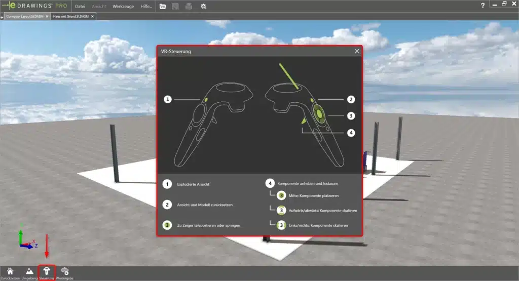 SOLIDWORKS 3D-Daten eDrawings VR - VR Steuerung