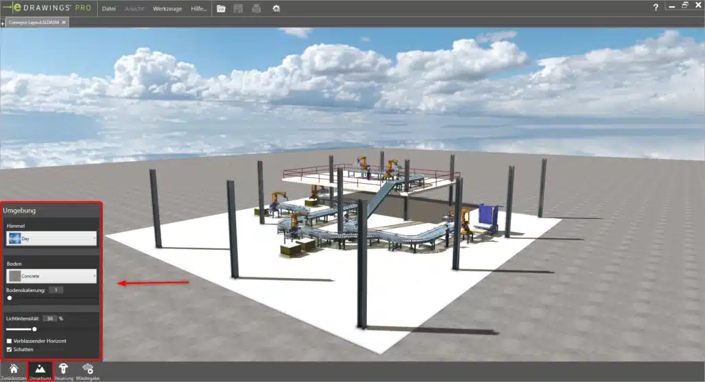 SOLIDWORKS 3D-Daten eDrawings VR - Umgebung anpassen