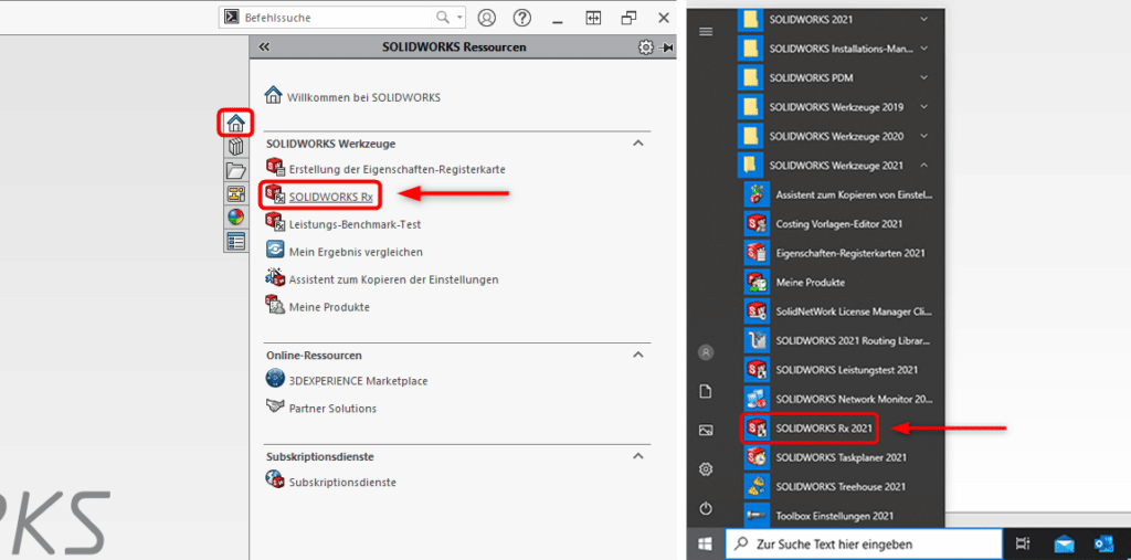 SOLIDWORKS Rx Diagnosetool - öffnen