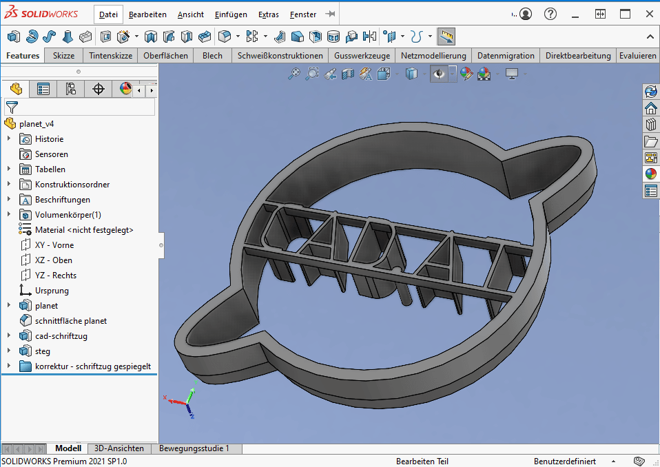 Weihnachtskeks-Ausstechform aus 3D-Drucker - Screenshot Konstruktion Ausstechform