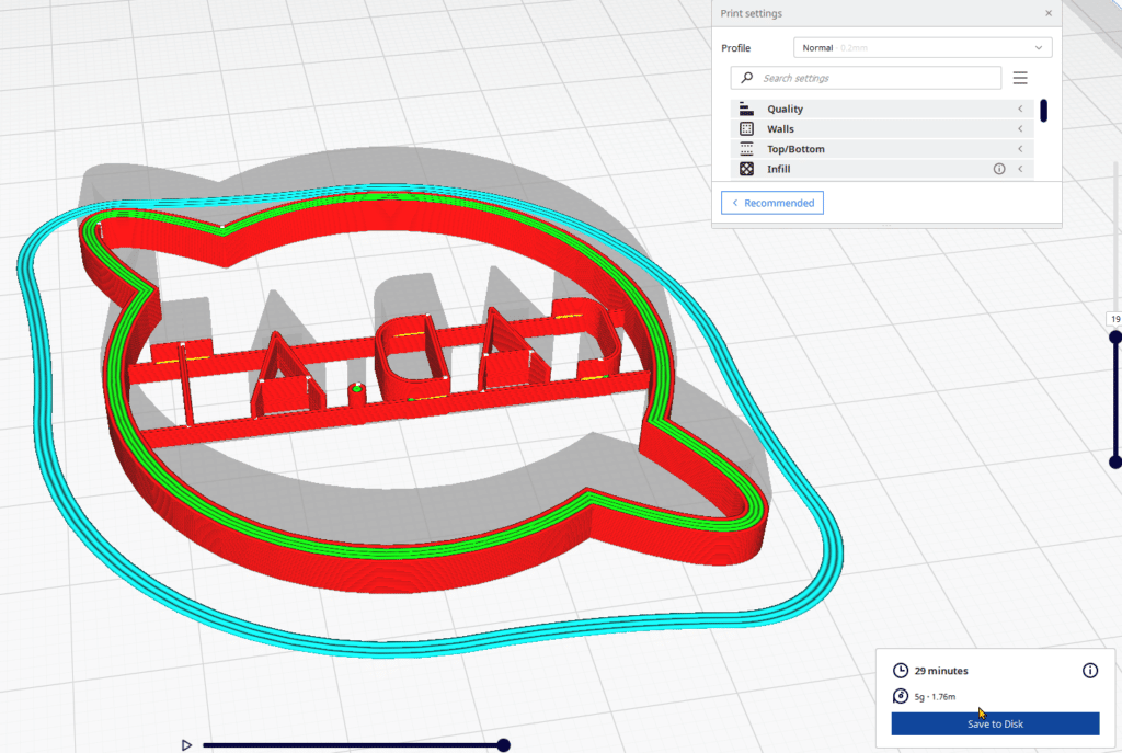 Weihnachtskeks-Ausstechform aus 3D-Drucker - Slicer