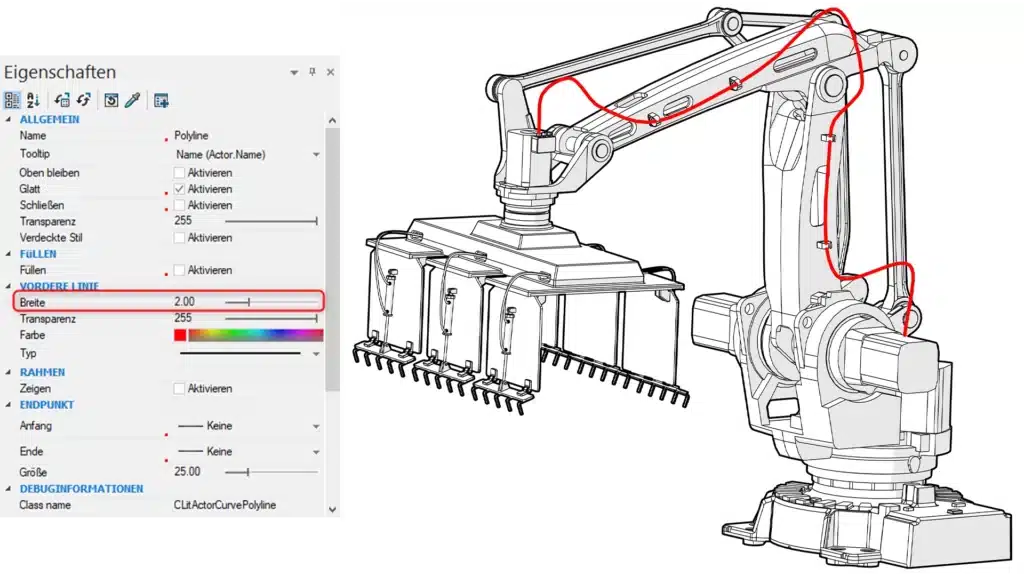 Leitungen_SOLIDWORKS_Composer_erstellen_Dicke Polylinie